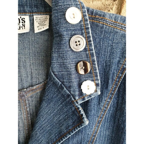 Chico's Design Blue Jean Jacket 12/14 Large Chicos Size 2 - Picture 3 of 9